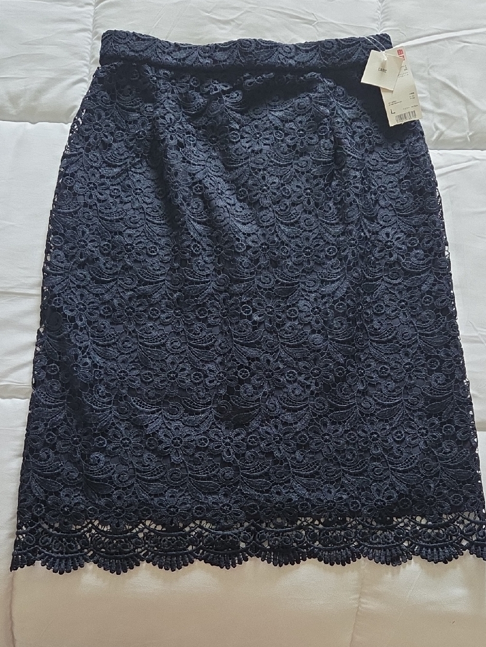 Uniqlo Navy Lace Pencil Skirt